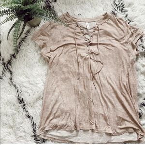 Blush Tie Front T Shirt